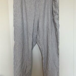 Gray and White Striped Linen Pants